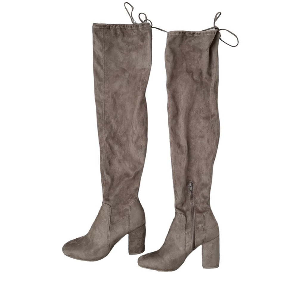 CHRISTIAN SIRIANO | Beige Faux Suede Thigh High Boots size 9.5